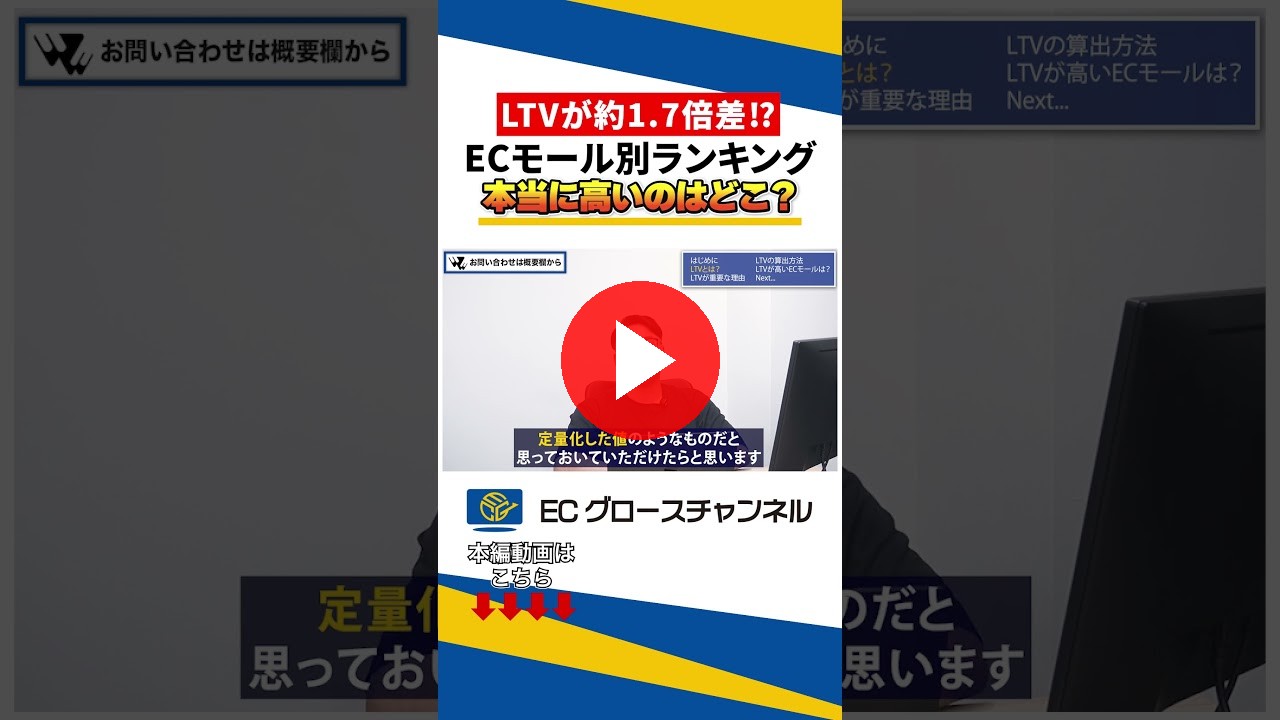 LTVが高いモールはどこ?今さら聞けないLTVについて解説します#ec #ecコンサル #売上改善 #ltv(ECグロースチャンネル動画)