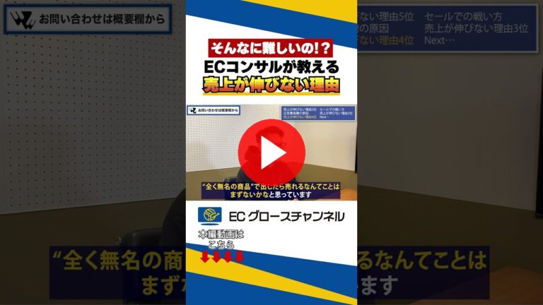 EC事業の新規参入が無理ゲーな件について… #ec #ecコンサル #無理ゲー #売上改善 #ビジネス #amazon #rakuten #楽天 #yahoo #qoo10（ECグロースチャンネル動画）
